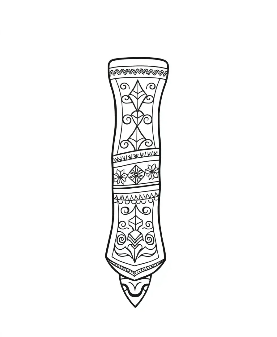 Line art of Thor's hammer featuring Nordic designs