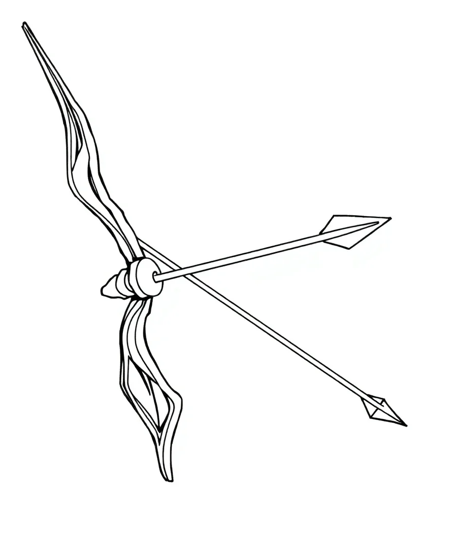 Line art of Hawkeye's bow and arrow