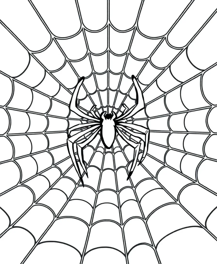 Line art of Spider-Man's intricate web design