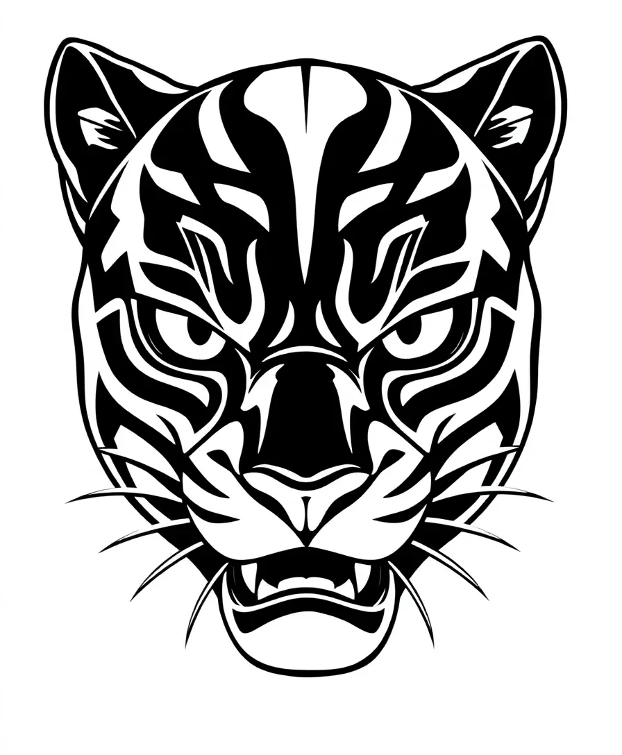 Line art of Black Panther's angular mask