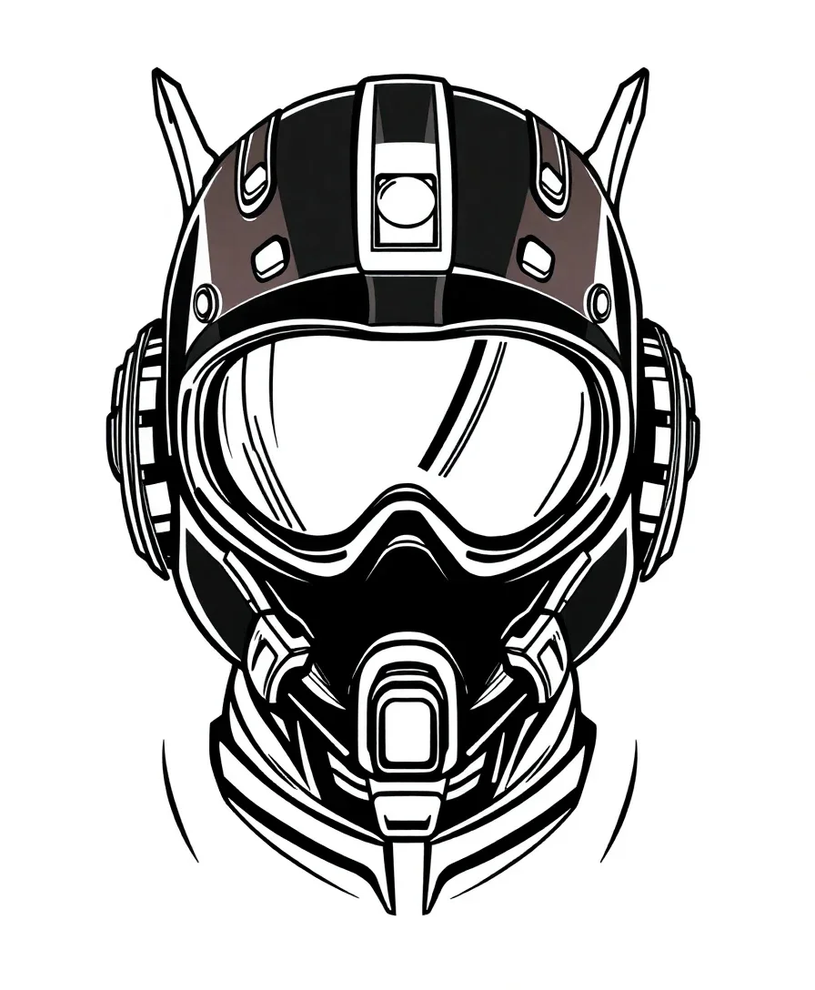 Line art of Ant-Man's sleek helmet