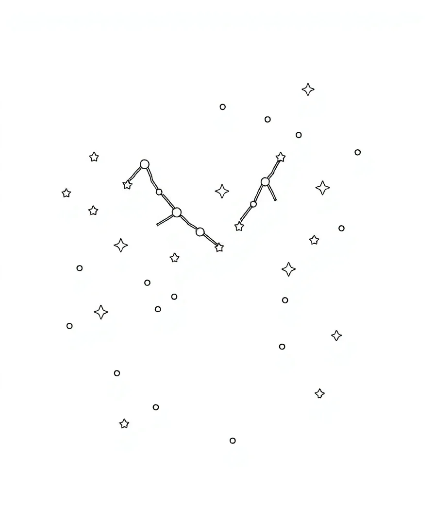 Line art of a starry night sky with constellations