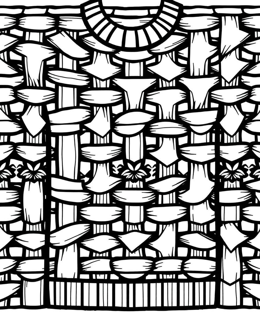 Line art featuring woven geometric sweater patterns