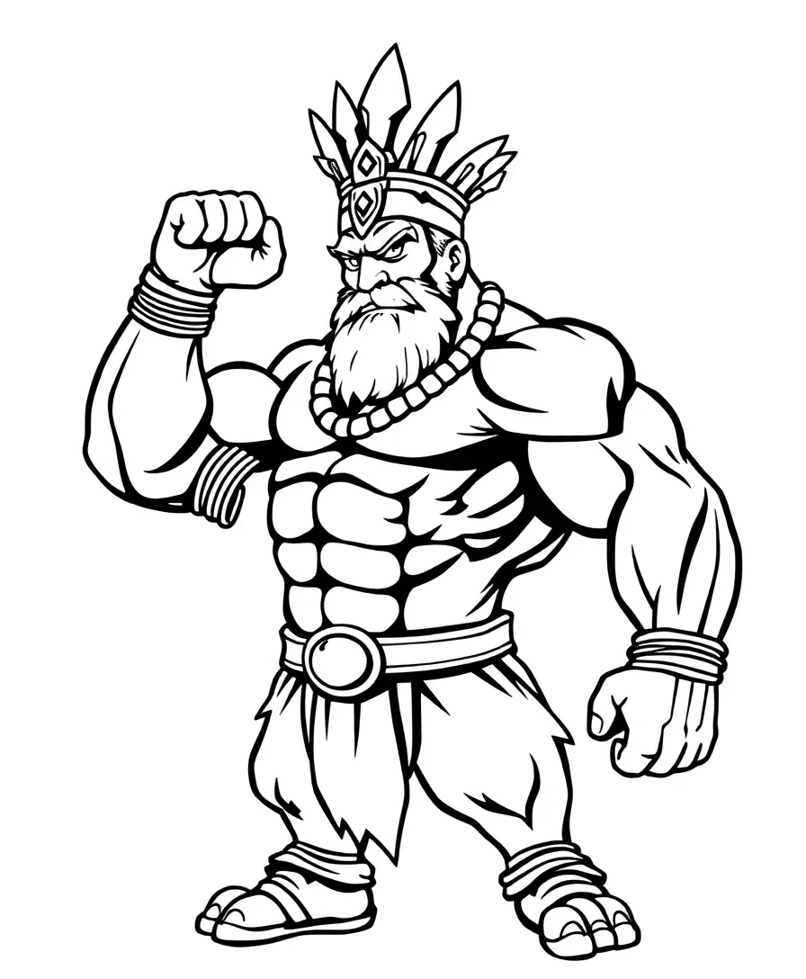 Illustration of El Primo with bold lines, perfect for detailed coloring