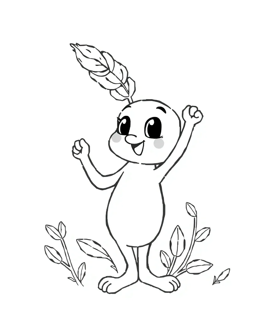 Illustration of Barley with bold outlines, suitable for detailed coloring