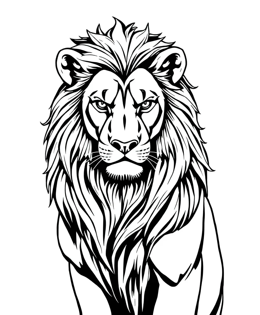 Illustration of Leon with sleek outlines, suitable for detailed line art