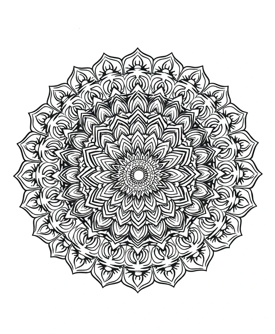 Detailed mandala design with concentric circles and geometric shapes