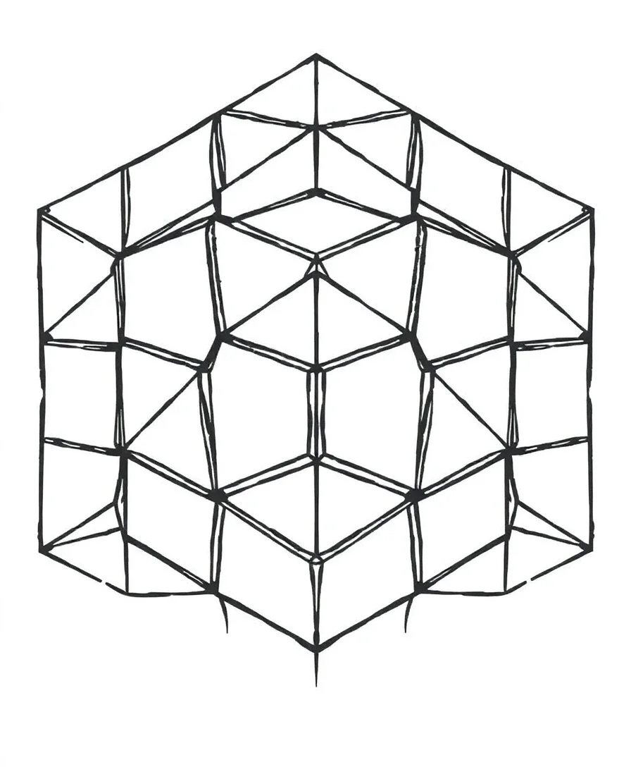 Geometric cubes creating an illusion of depth and dimensionality