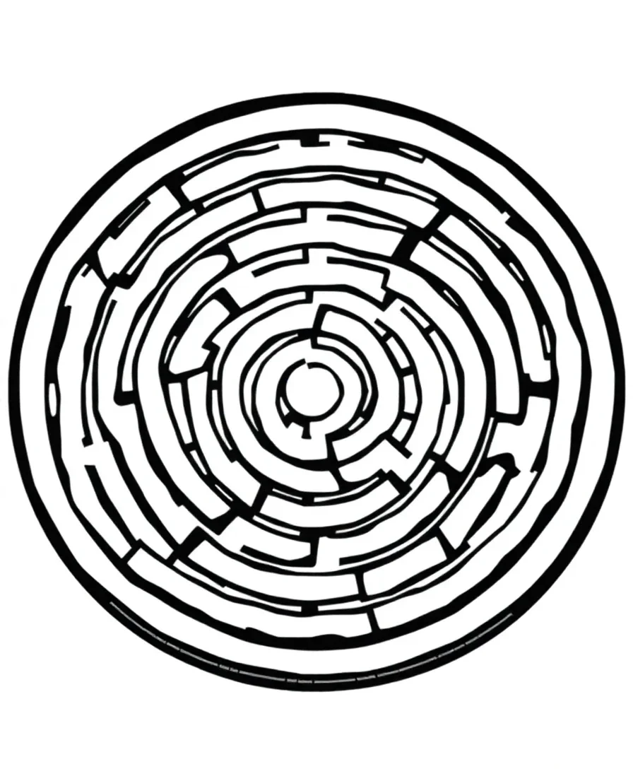 Mysterious labyrinth design with circular paths and intricate loops
