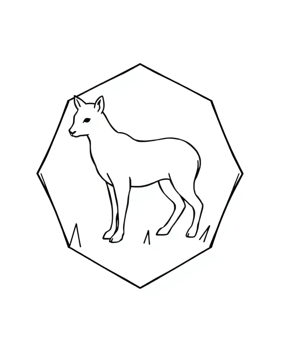 Striking animal silhouette design framed by geometric patterns