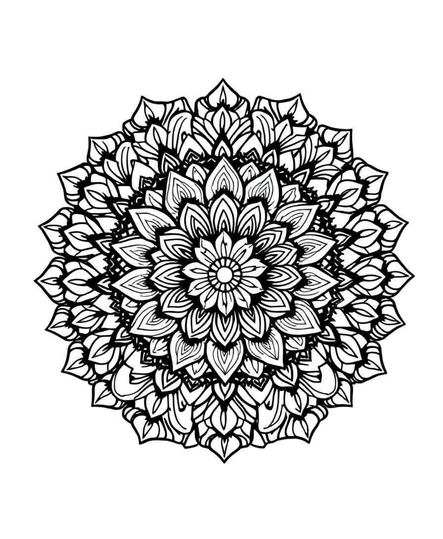 Harmonious mandala flower design with circular symmetry and floral elements