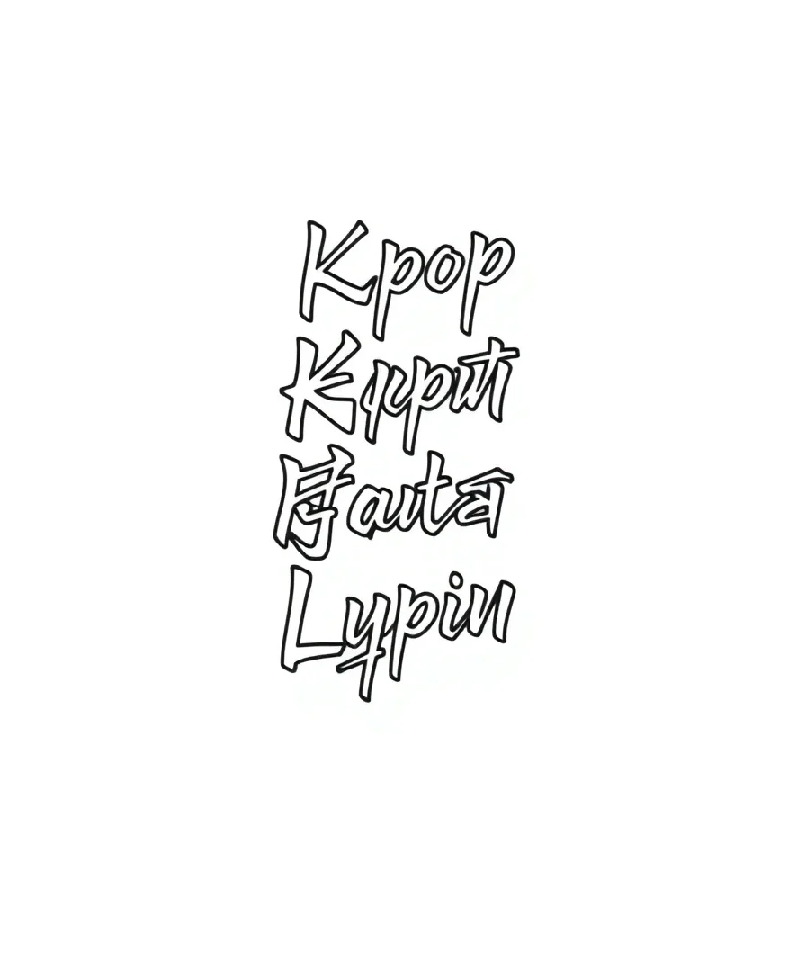 Line art of stylized calligraphy of a Kpop lyric