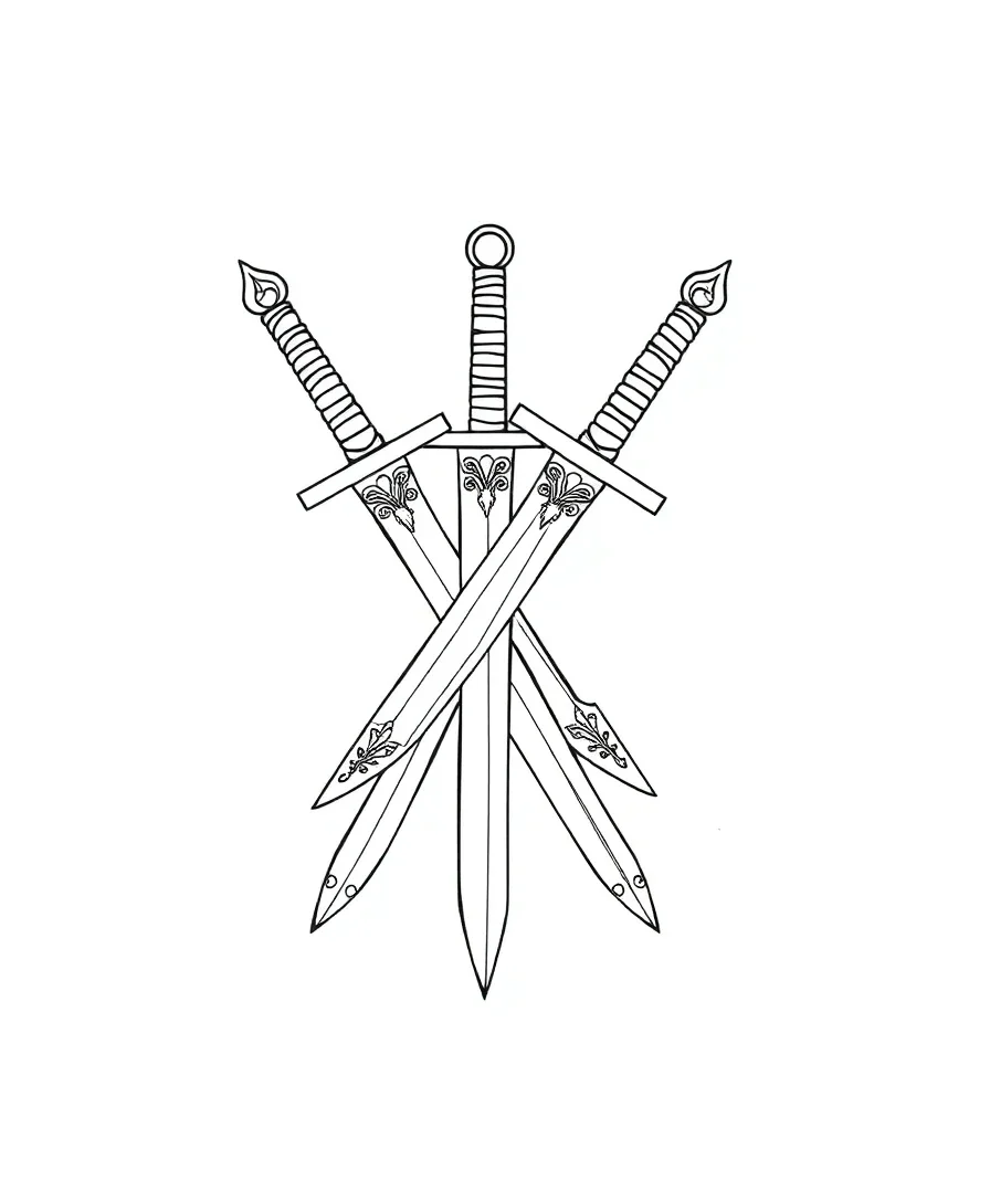 Detailed line art featuring Zoro's crossed swords