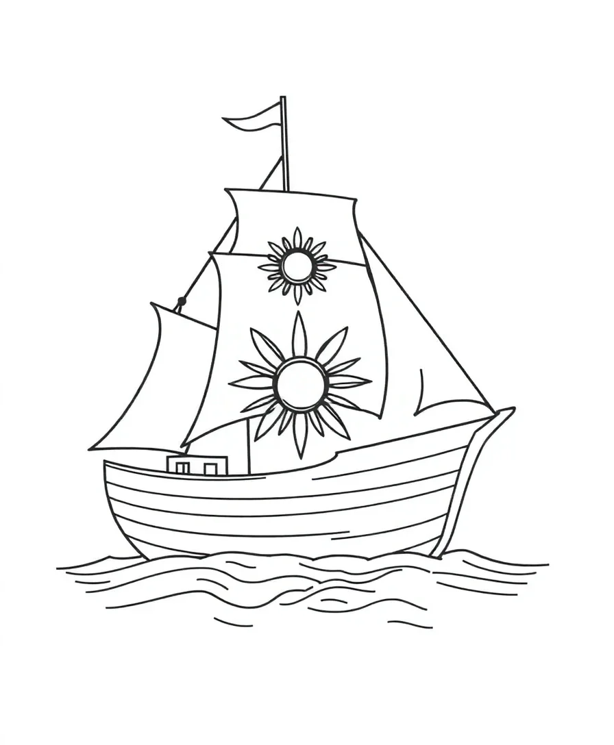 Intricate line art of the Thousand Sunny ship