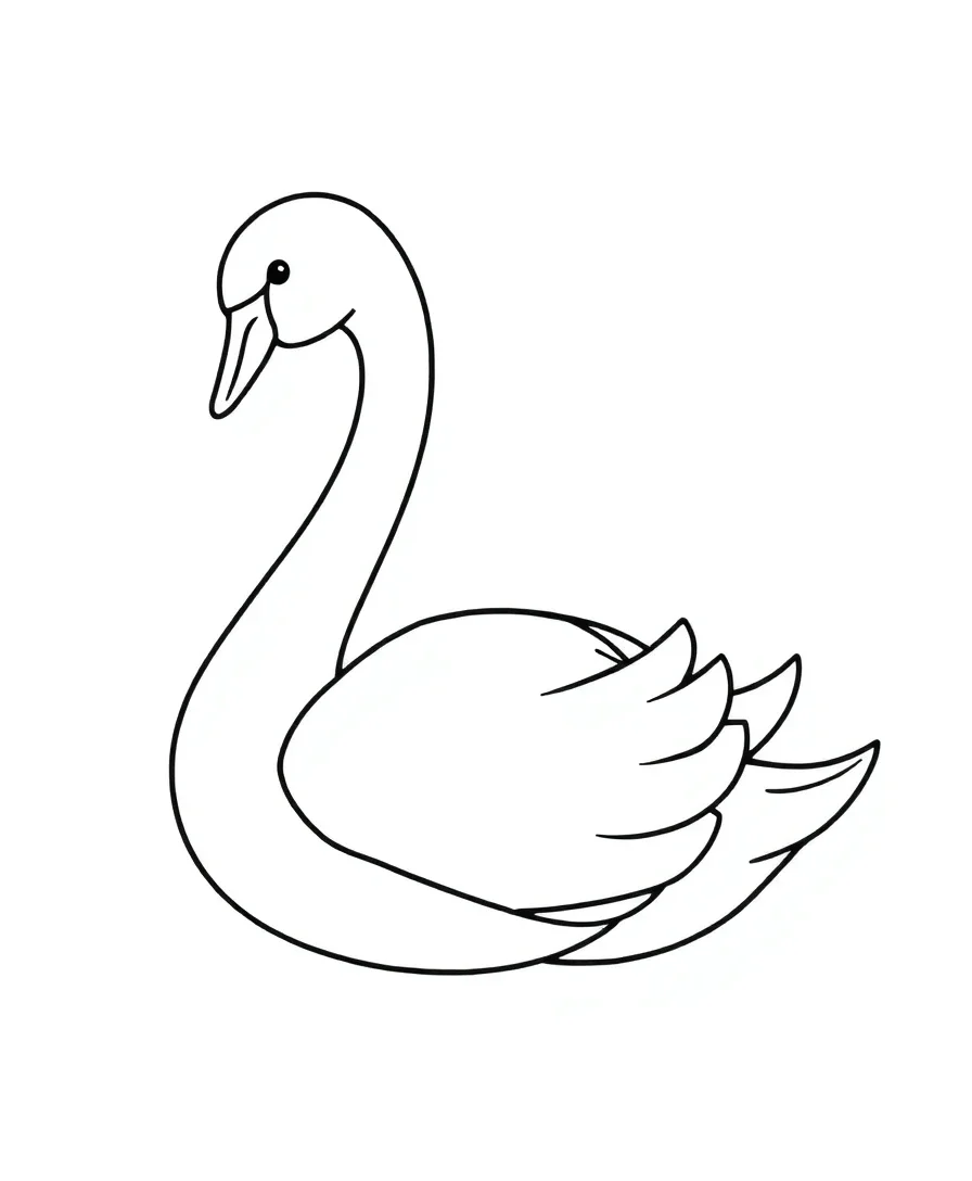 Line art of an elegant swan with serene, graceful curves
