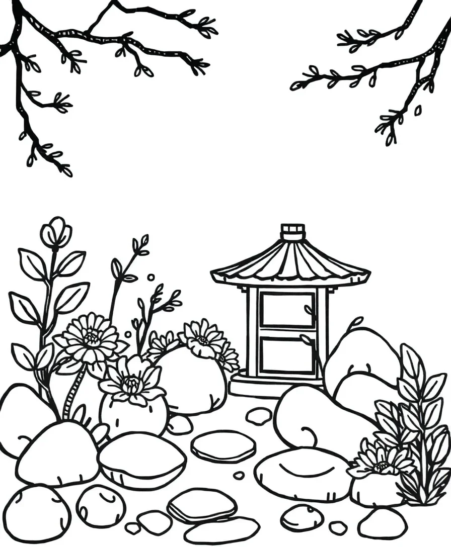 Zen garden design with elegant patterns
