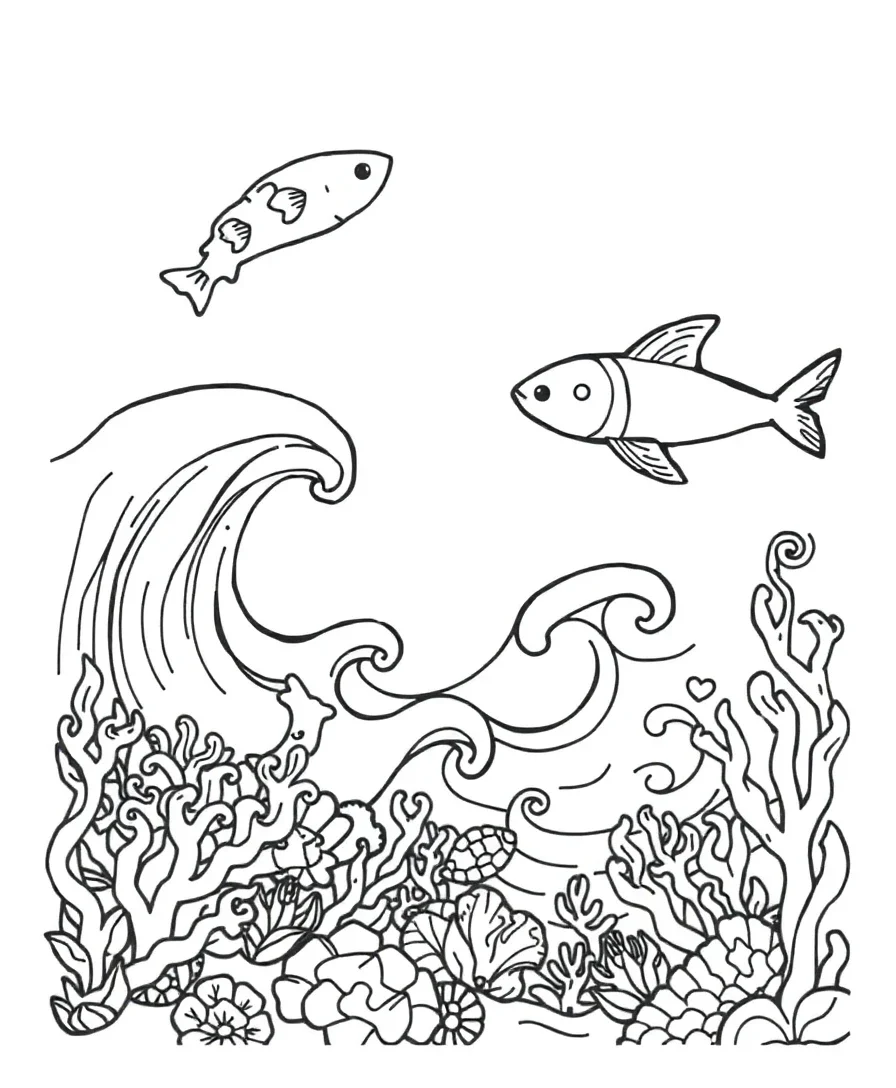 Ocean design with detailed sea life