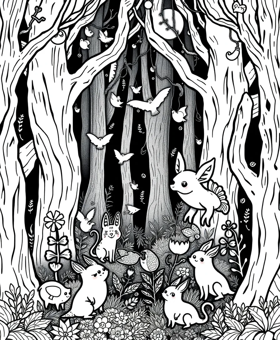 Fantasy forest design with intricate details