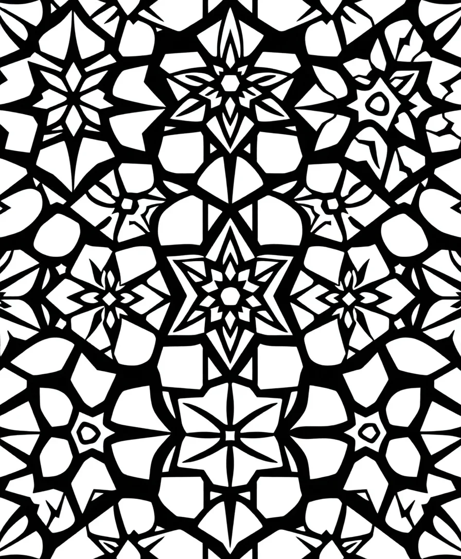 Line art of geometric designs with symmetry