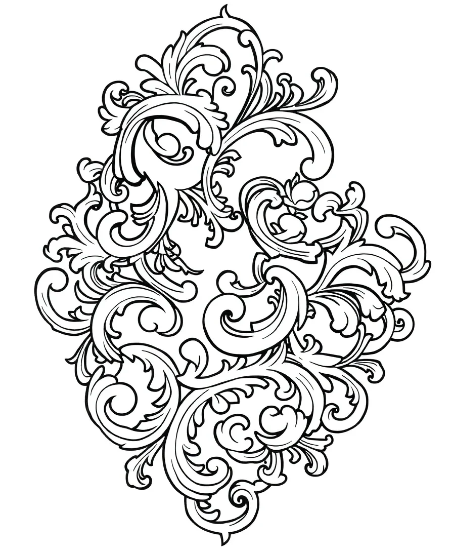 Line art of Victorian ornamental patterns