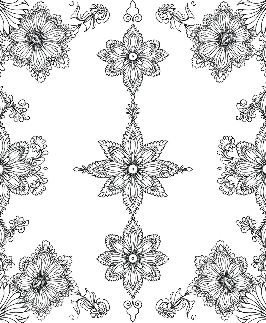Line art of vintage lace with delicate patterns