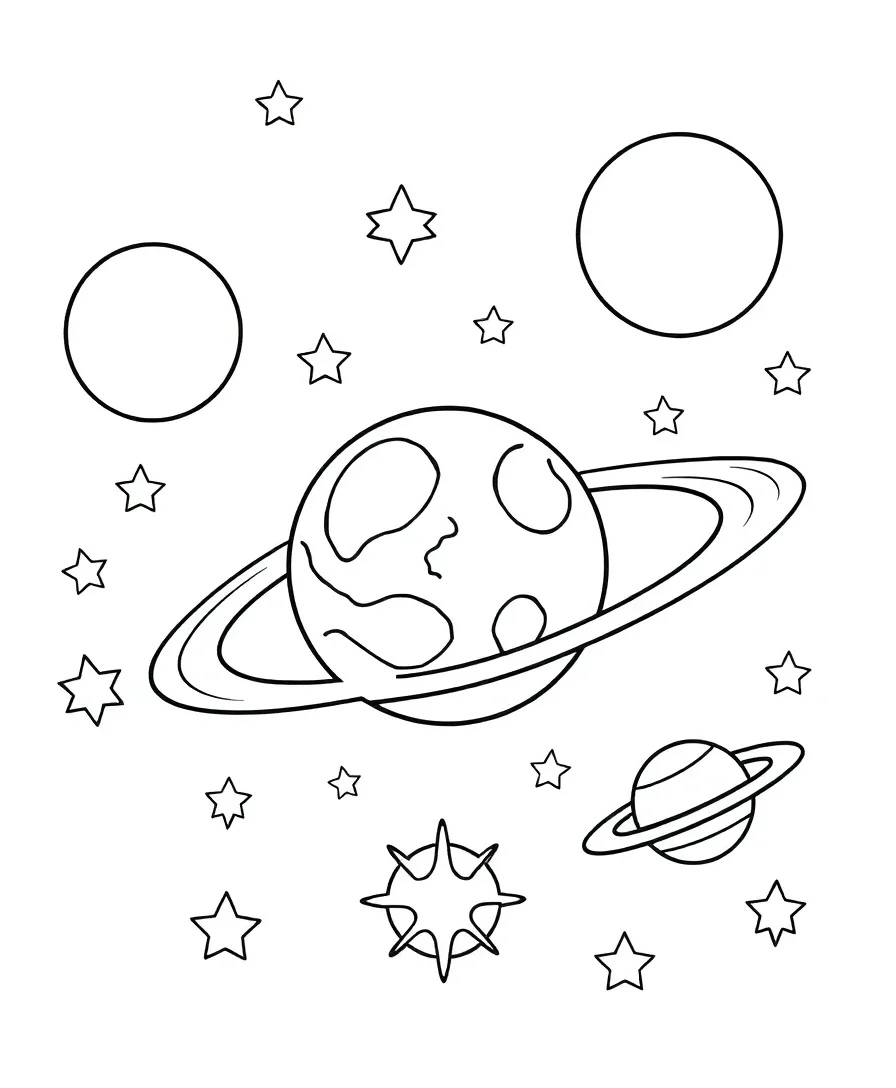 Line art of celestial bodies with striking outlines