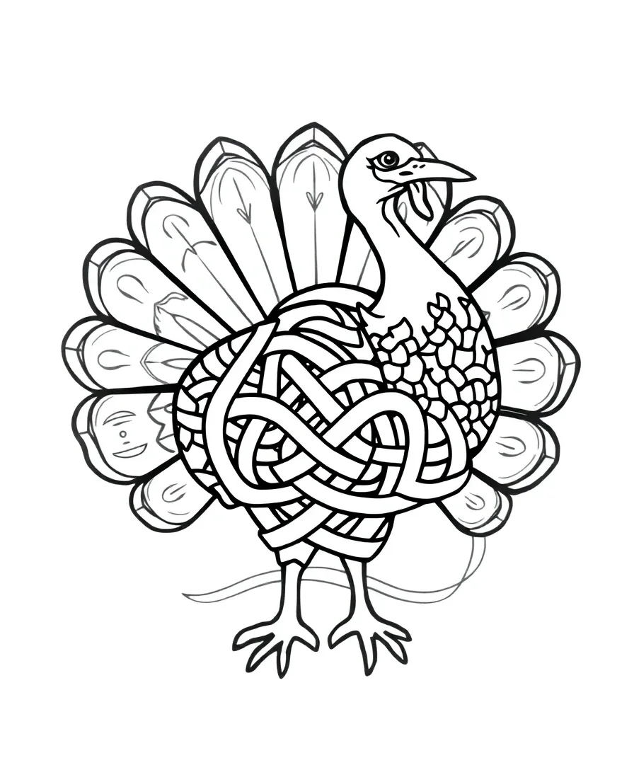 Celtic knot turkey line art.