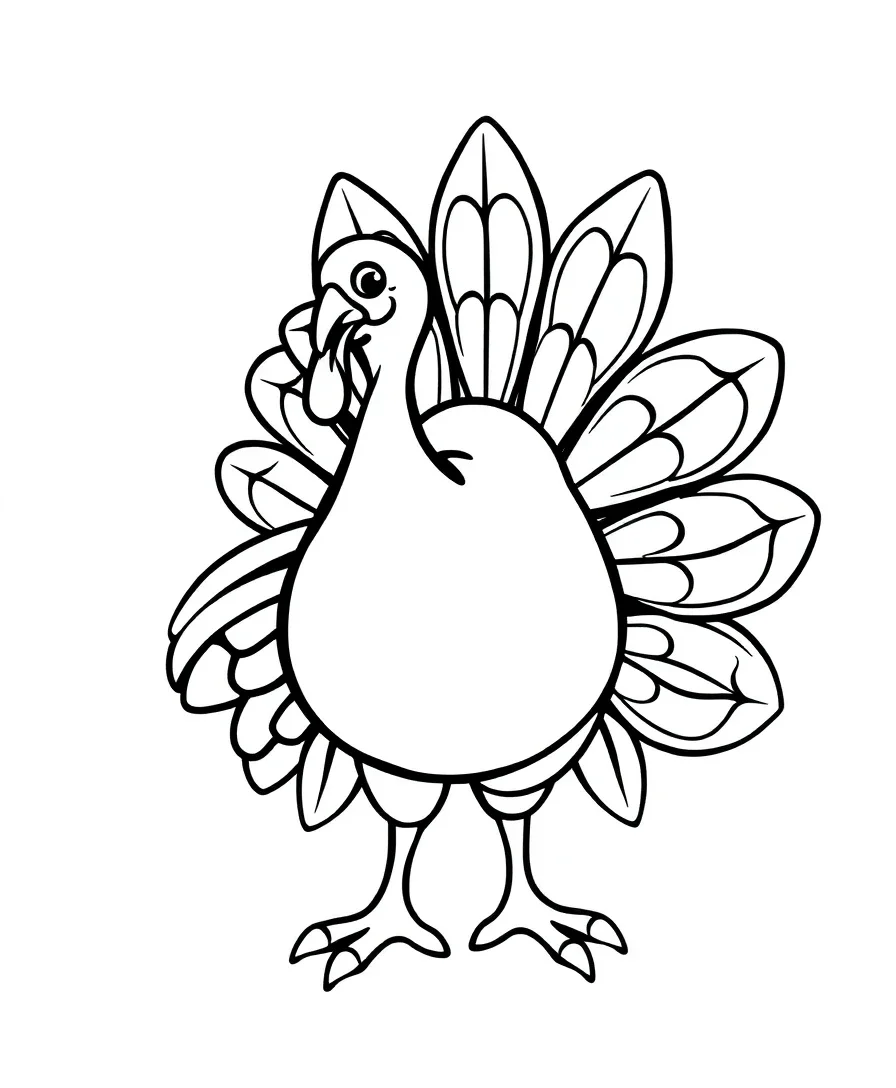 Stylized turkey line art with elegant curves.