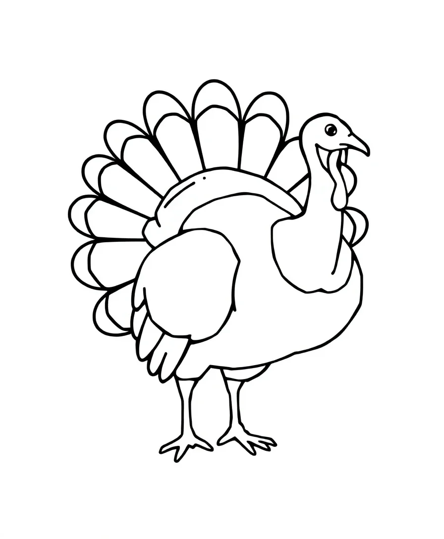 Bold silhouette of a turkey in line art.