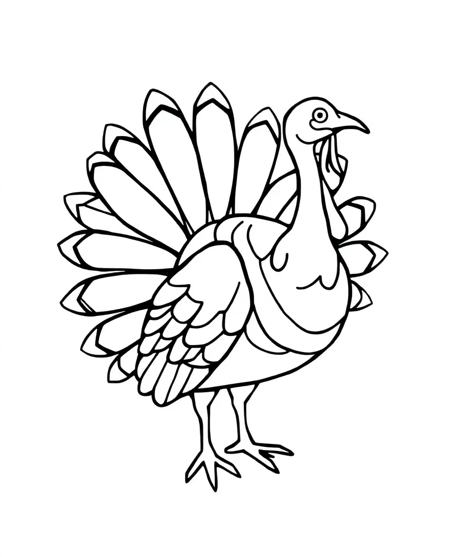 Abstract turkey line art with unconventional shapes.