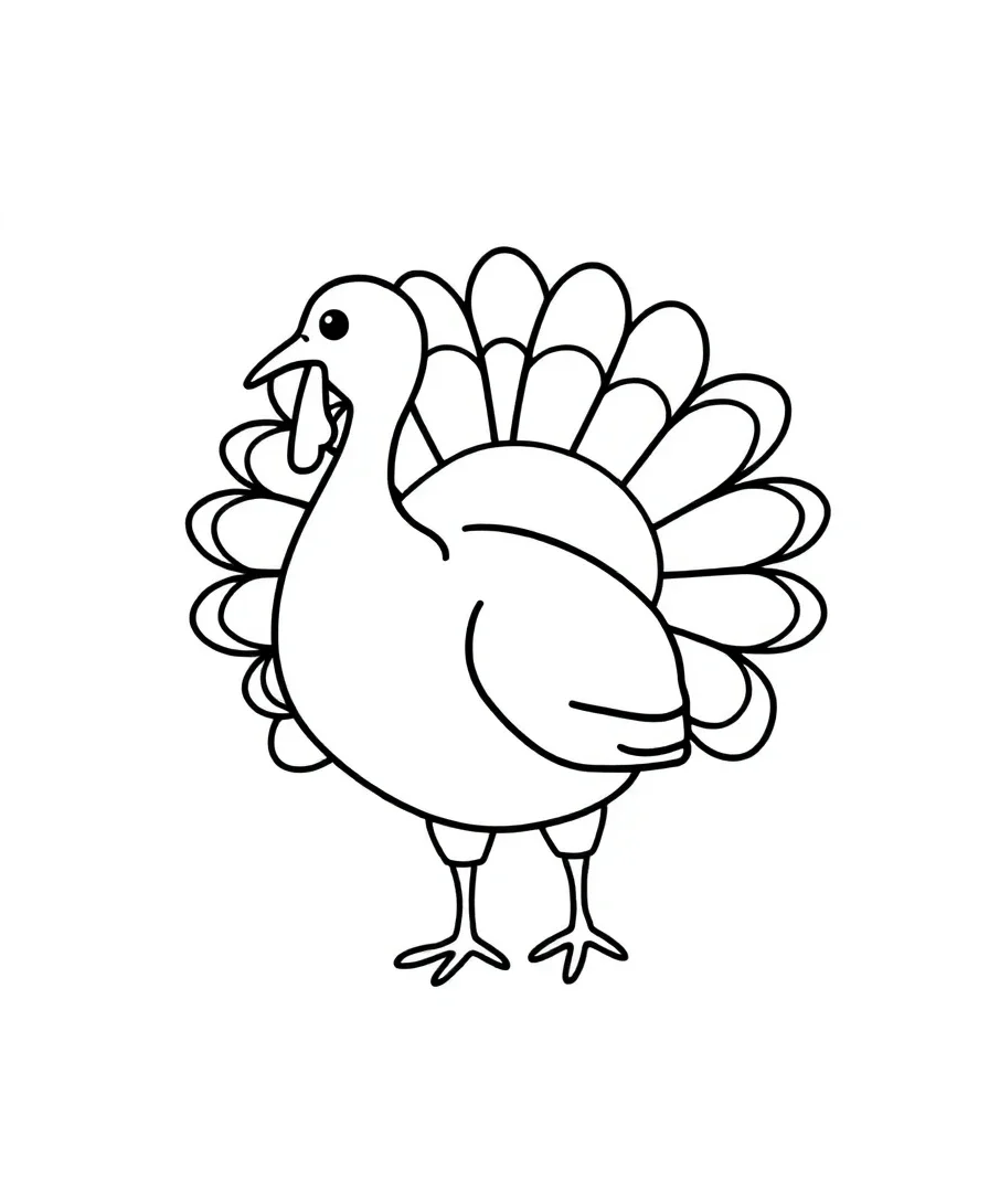 Simplistic turkey outline line art.