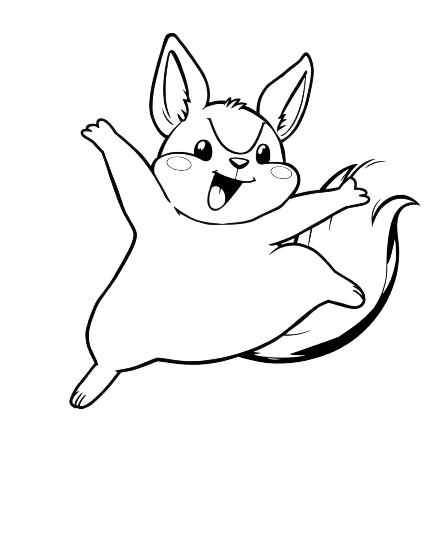 Line art of Pochacco with flapping ears