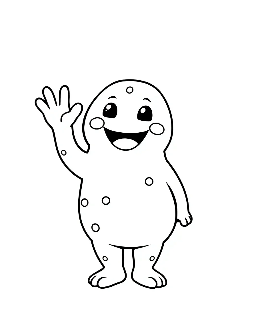 Line art of Kerokerokeroppi waving