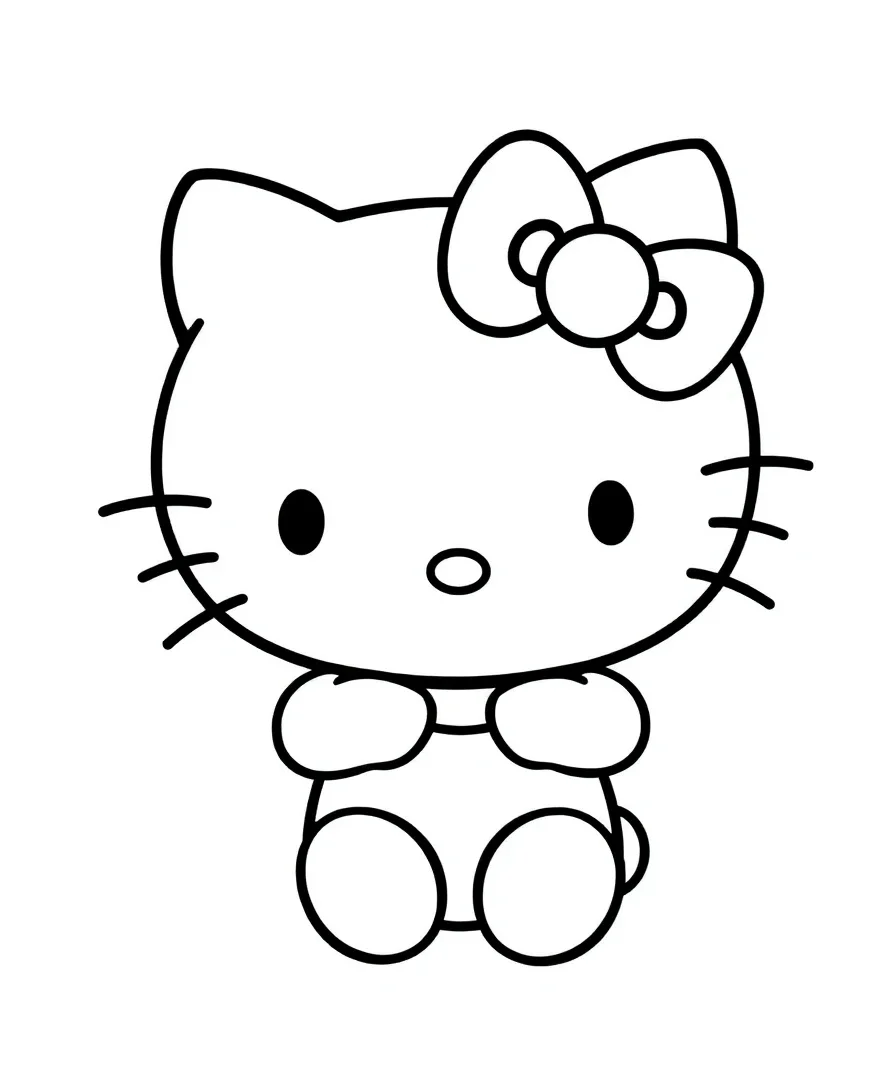 Line art of Hello Kitty smiling