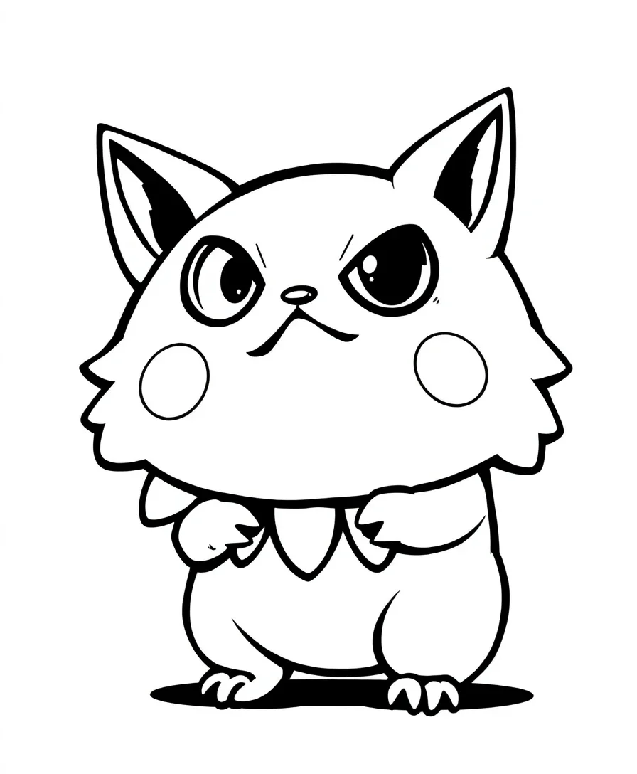 Line art of Badtz-Maru with a mischievous look