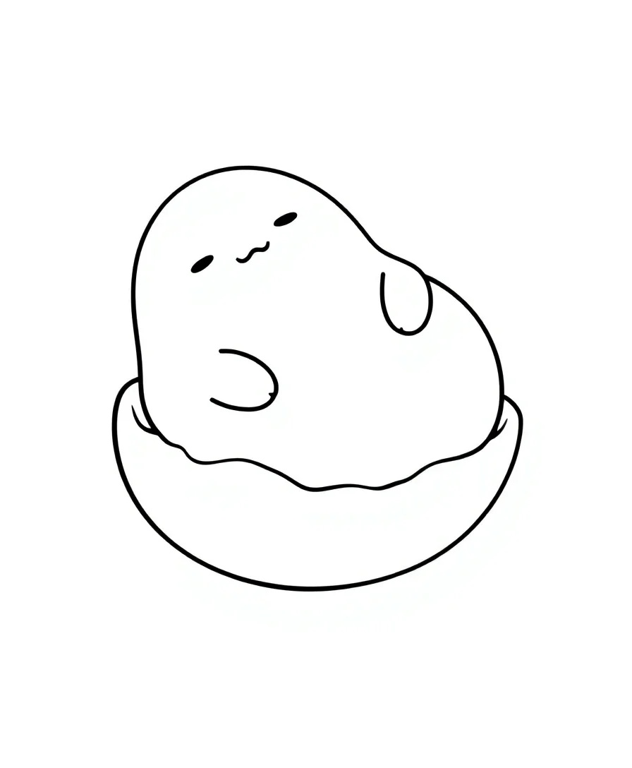 Line art of Gudetama on an egg white