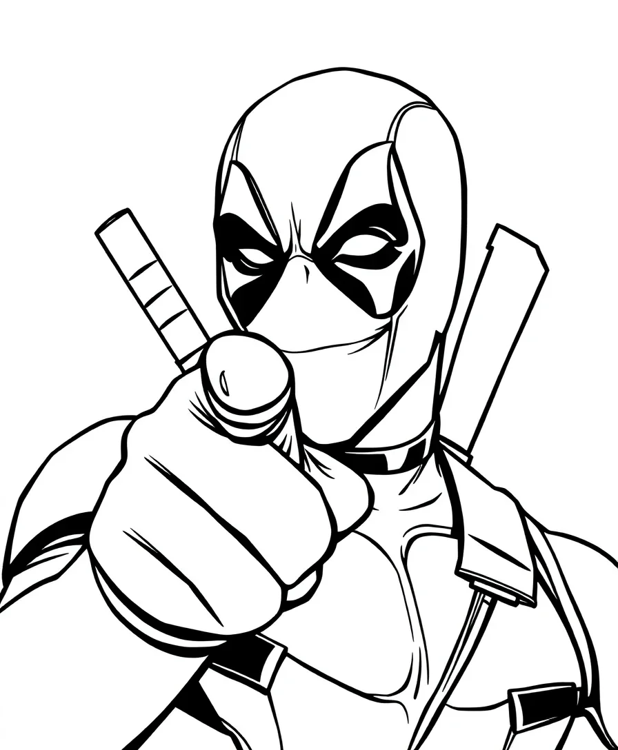 Deadpool breaking the fourth wall, inviting creative coloring