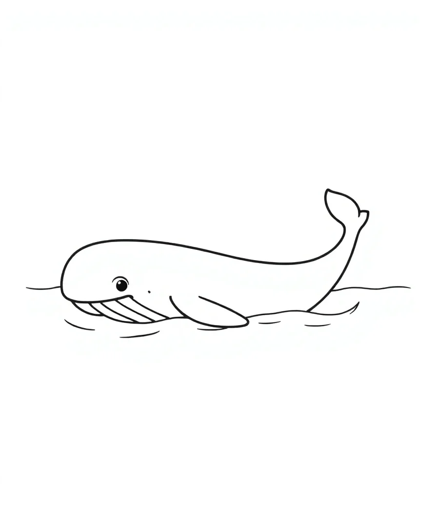 Line art of a serene whale with smooth lines