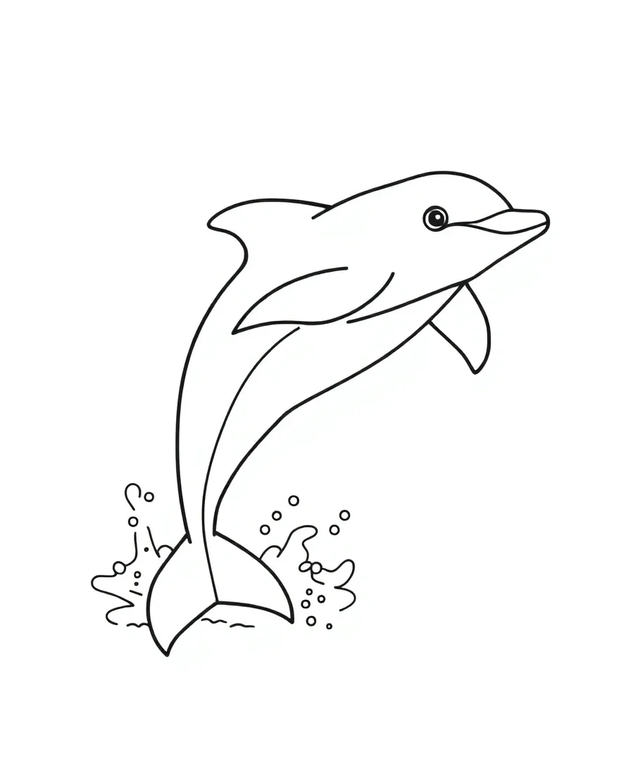Line art of a delightful dolphin with sleek curves