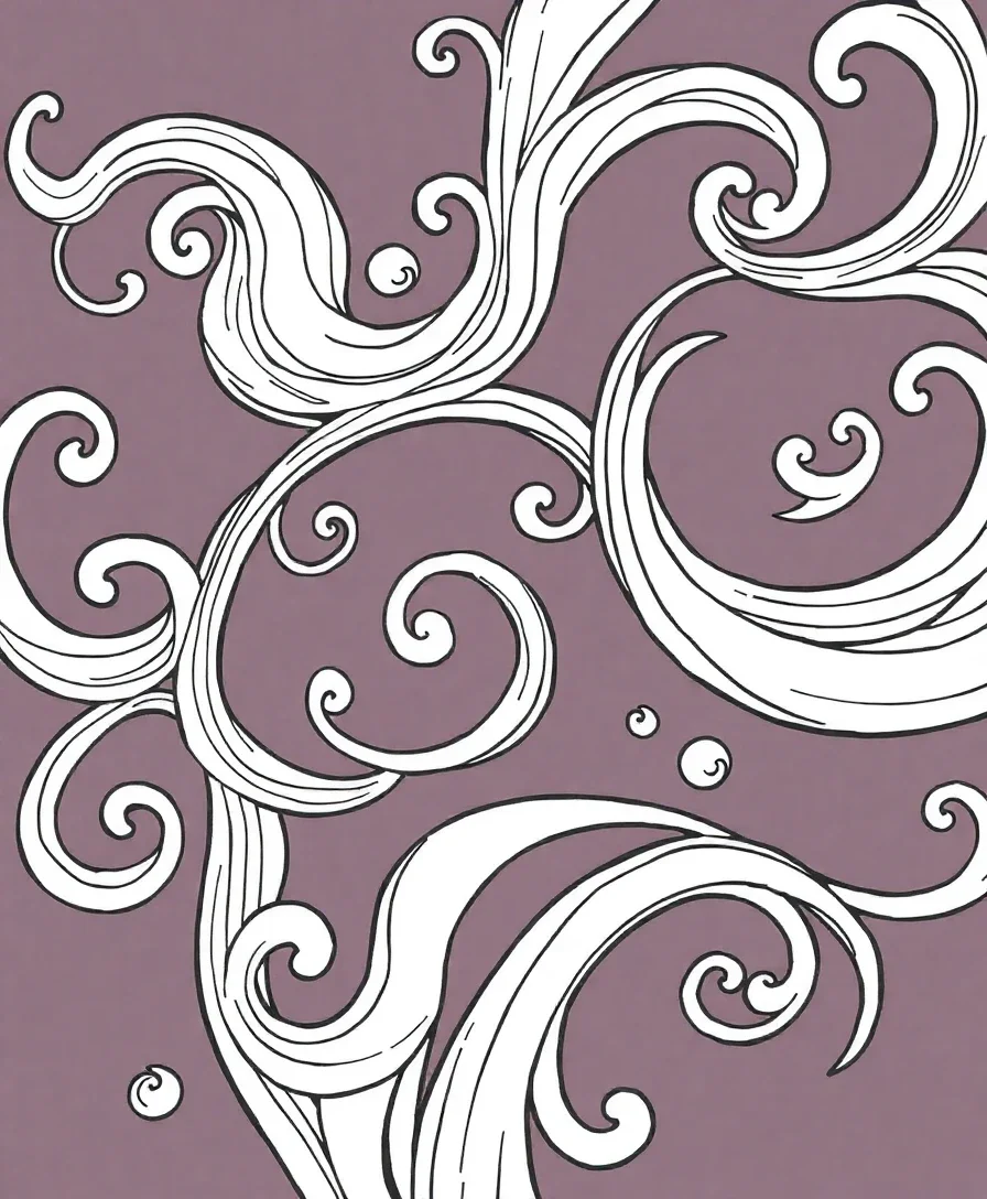 Abstract swirls with intricate line work, providing a free-form coloring experience