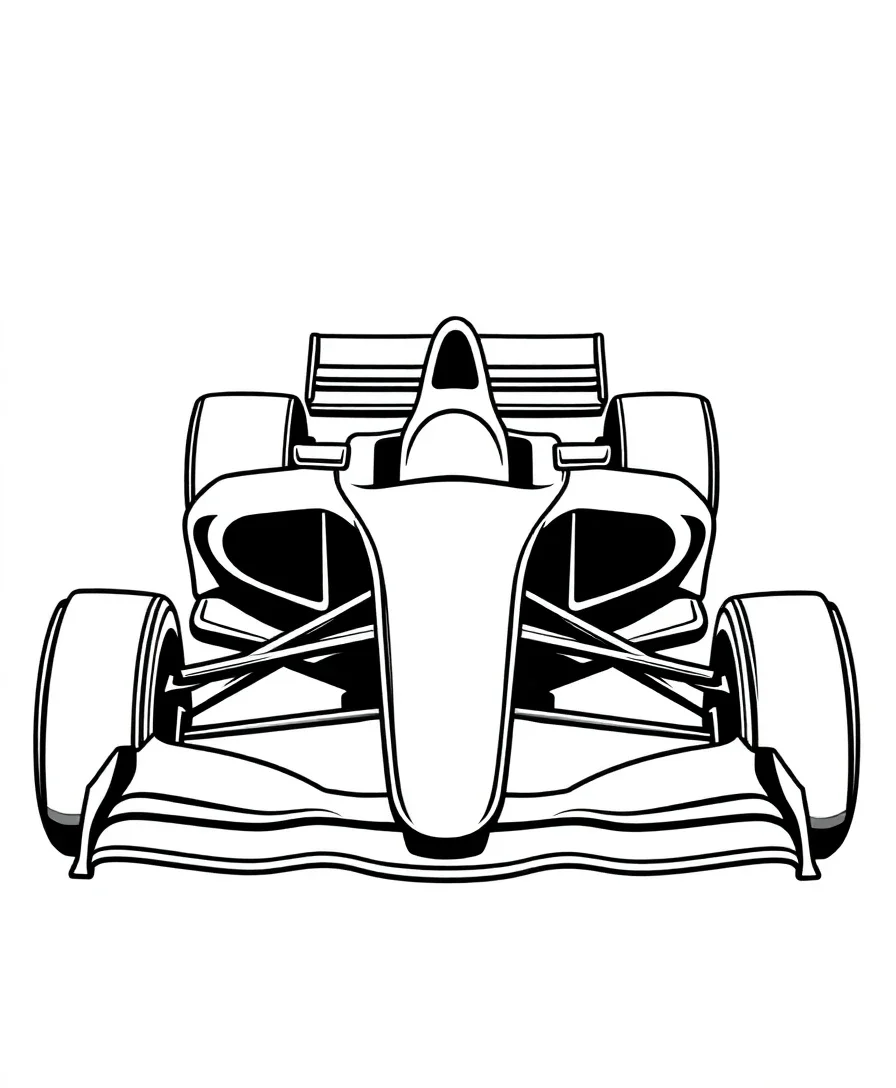 Silhouette of an F1 car with bold outlines and clean lines