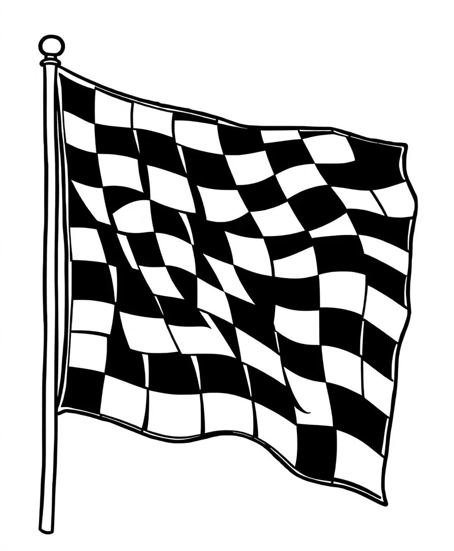 Bold checkered flag design with simple black and white pattern