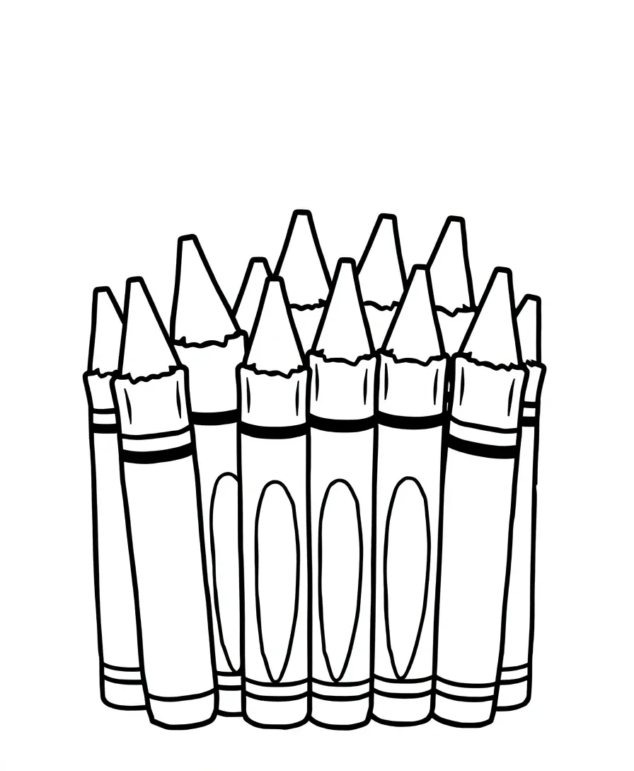 Outline of crayons in a playful arrangement