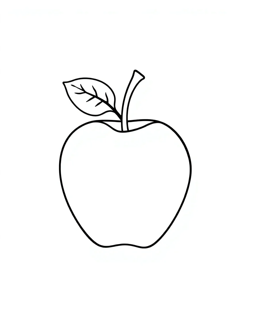 Outline of an apple with a leaf