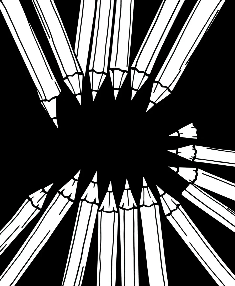 Outline of pencils arranged in a geometric pattern