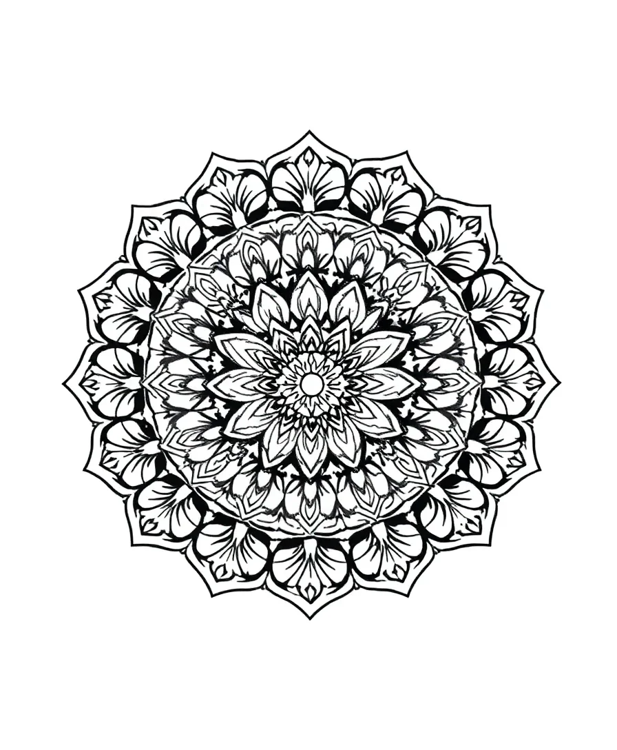 A detailed floral mandala, perfect for coloring
