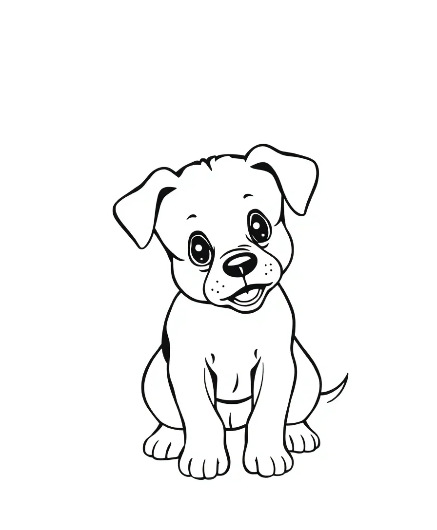 A detailed playful puppy, great for coloring