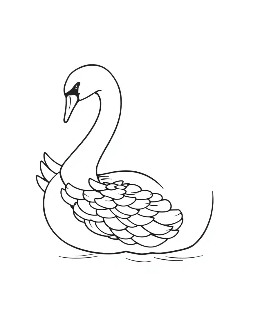 A detailed swan with feathers, ideal for coloring