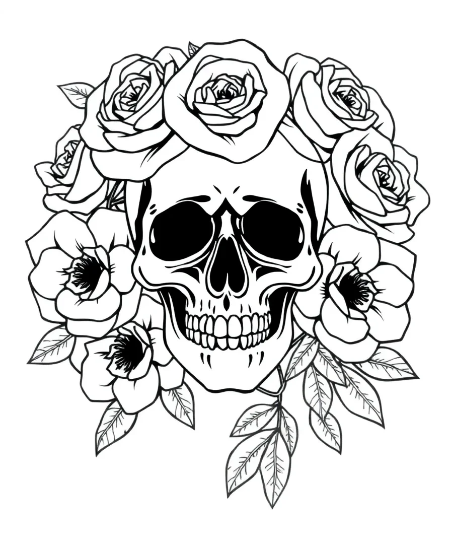 Gothic Skull with Roses