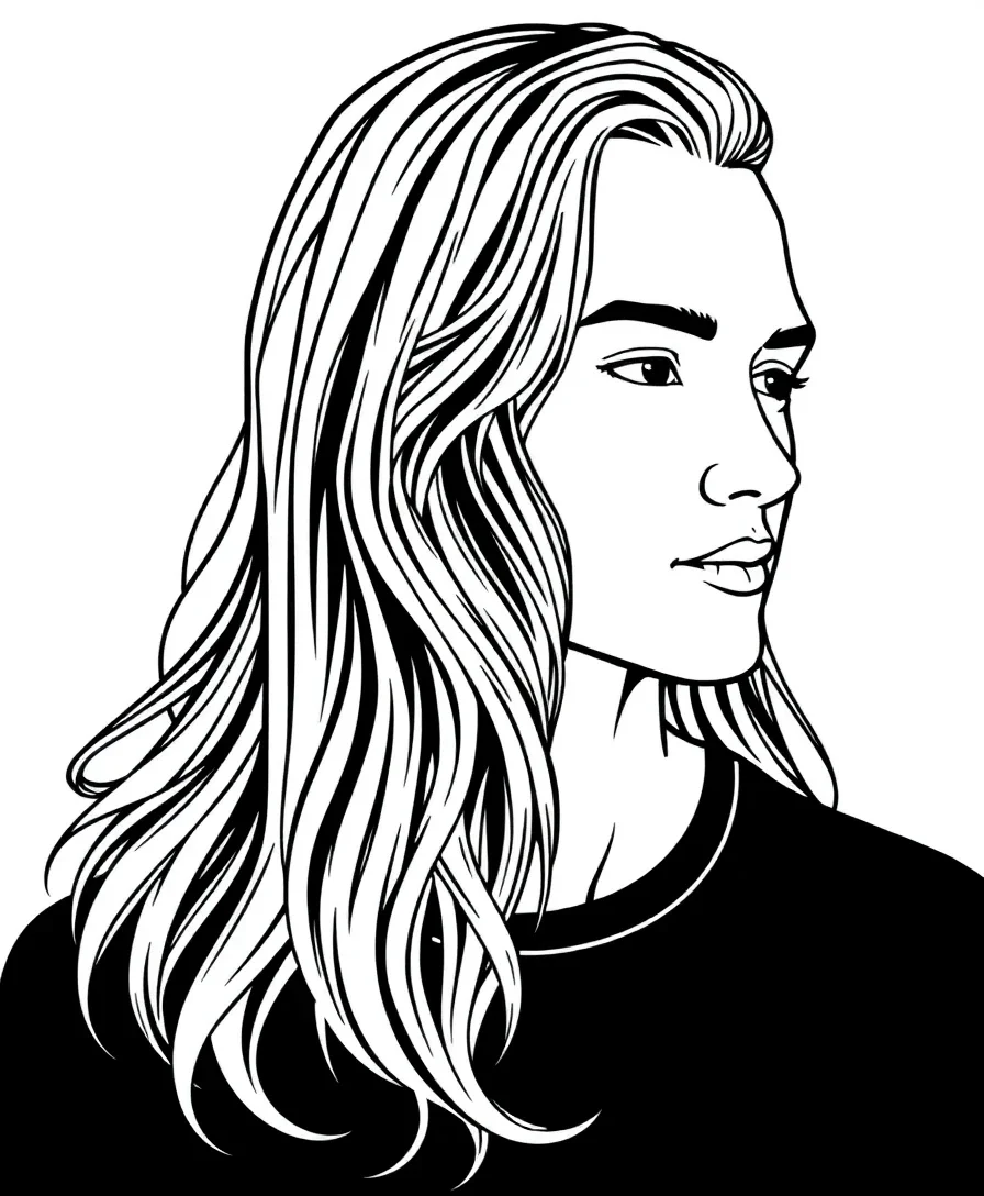Elegant Portrait with Flowing Hair